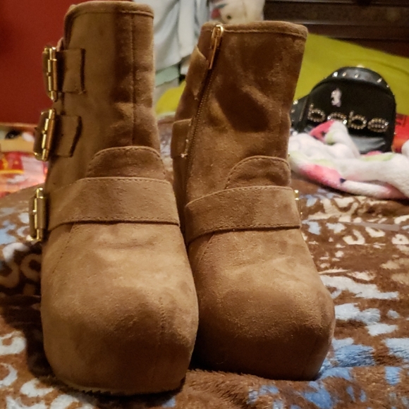 Platform camel suede ankle boots - Picture 4 of 4